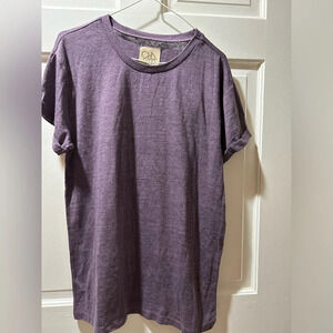 NWT Chaser purple heather rolled short sleeve T. Size Small or Medium